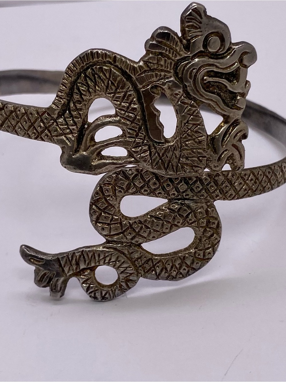 Vintage Gothic Silver Plated Snake Dragon High Arm Bracelet
